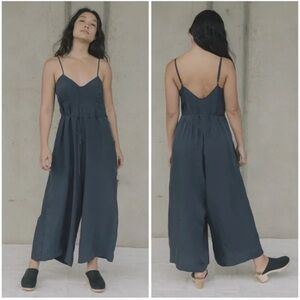 Ozma of California Ingrid Jumpsuit Navy Capri Size Small
